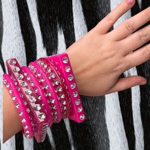 Deadstock Pink Rhinestone Studded Bangles